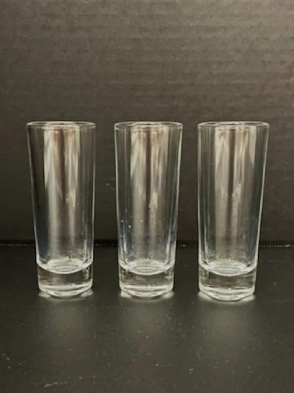 Clear Cylinder Double Shot Glass Set of 3 Barware Shooter Cordials Weighted Base